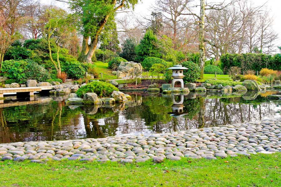 zen garden ideas on a budget with benches and ponds
