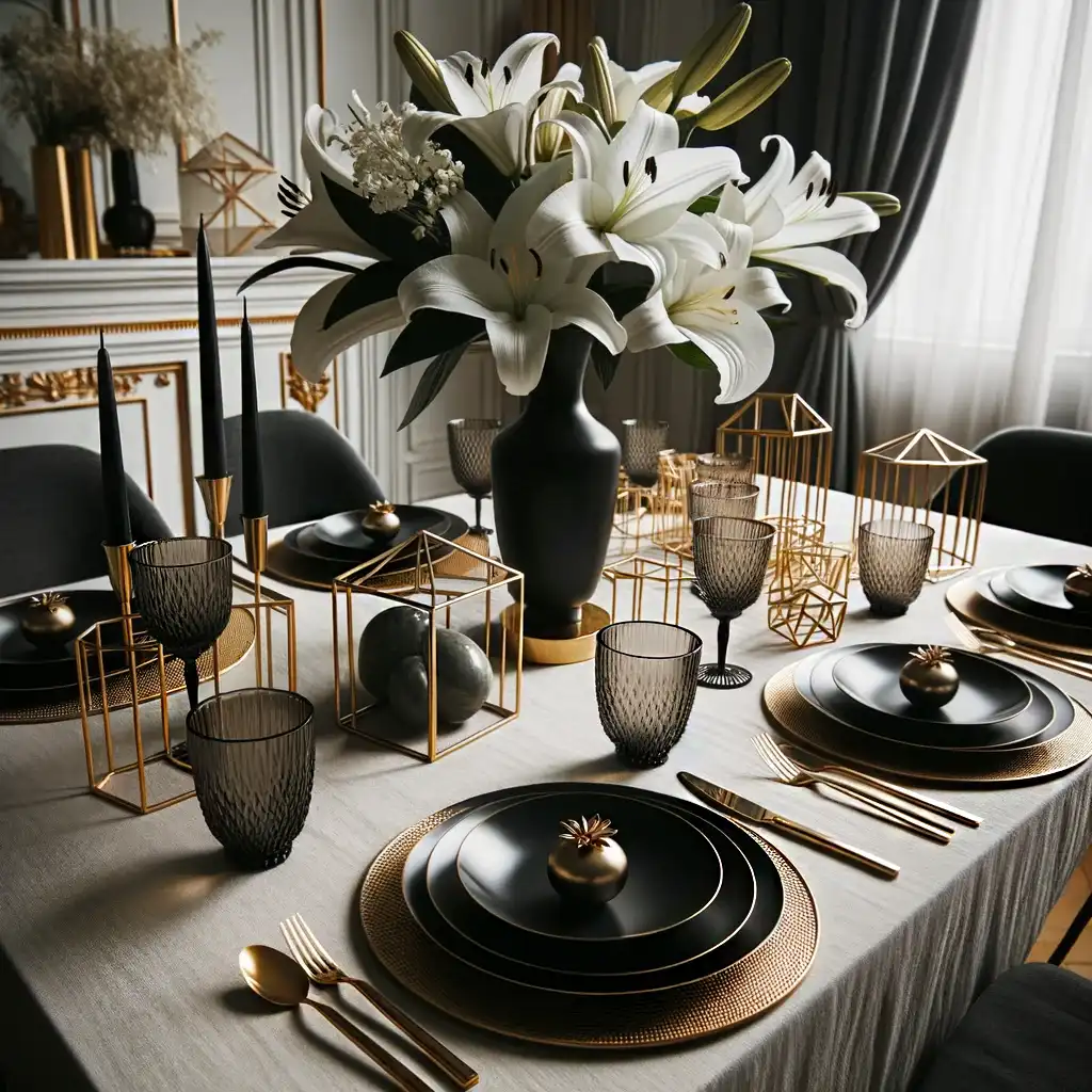 Stunning Tablescape Ideas for Dinner Parties 2 black and white tablescape