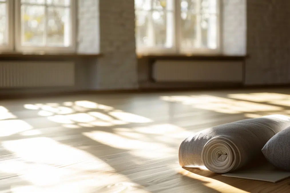 Yoga with Crystals: Amplify Your Practice Today! 2 two white yoga mat in a well lit, large room with wide windows- Yoga with Crystals