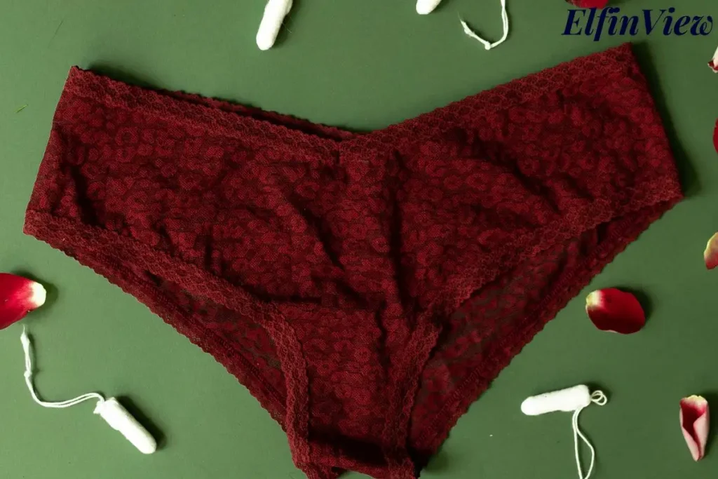 What is Period Underwear and How Does It Work? 3 lacy period underwear surrounded by tampons to illustrate the points of style and function